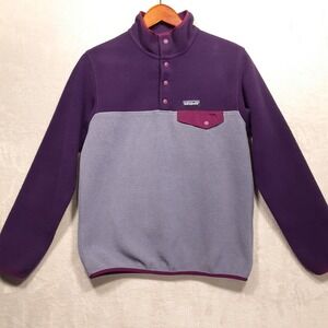 Patagonia Synchilla Womans T-Snap Fleece Sweater/Sz.S/Purple Color Block/Mint!